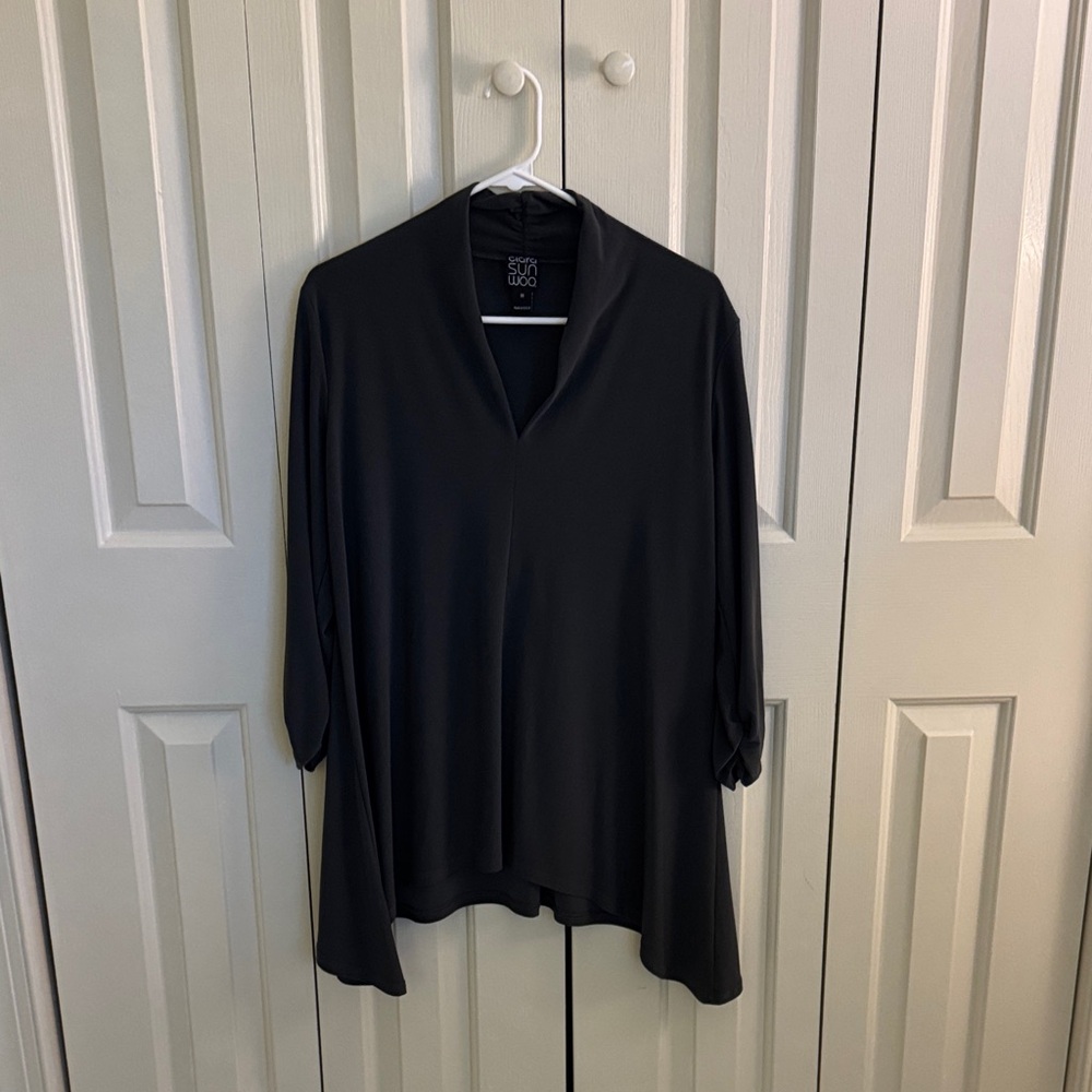 Clara Sun Woo dark grey v Neck Tunic Top
